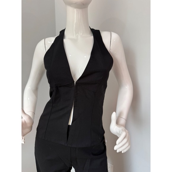 Commense Cotton & Linen Black Halter Vest‎ and Wide Leg Pants Set  size XS - Picture 5 of 10